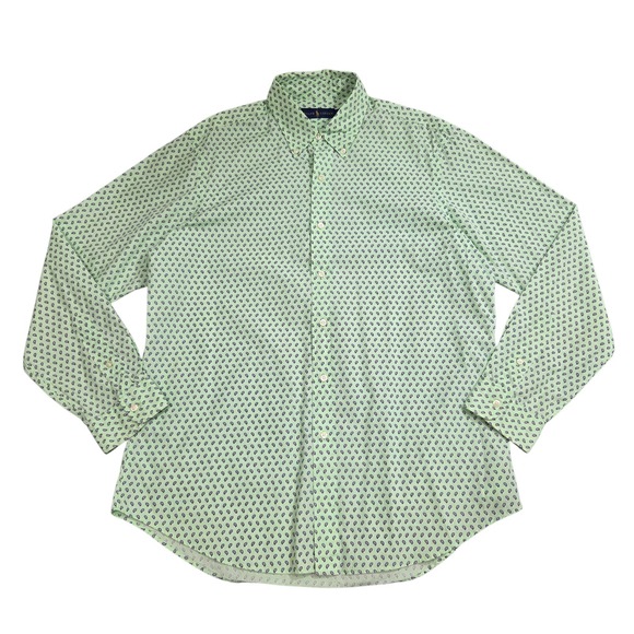 Ralph Lauren Shirt Mens Large Green Paisley Custom Fit‎ Button Down Long Sleeve - Picture 2 of 9